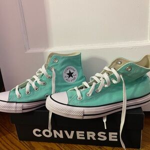 Converse Cyber Teal and Black High-Tops